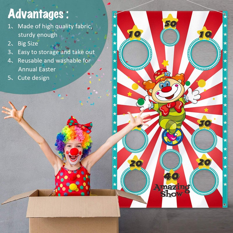 Blulu Carnival Toss Game Banner with 3 Bean Bags Carnival Game for Kids and Adults in Indoor Outdoor Activities Circus Theme Birthday Party Decoration Supply Set - Image 4