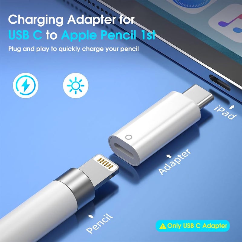 Zorbes ® USB C to Pencil Adapter for Apple Pencil 1st Gen, USB-C Male to Pencil Charging Adapter for iPad 10th Generation Bluetooth Pairing Type C iPencil Charger Connector for iPad 10 & Pencil 1st Gen - Image 2