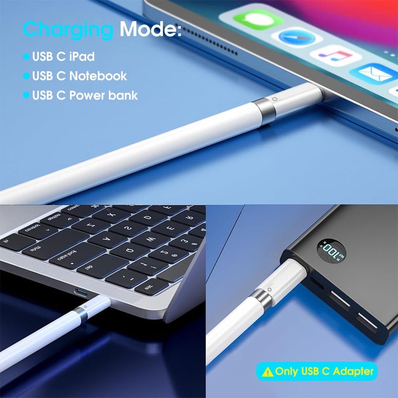 Zorbes ® USB C to Pencil Adapter for Apple Pencil 1st Gen, USB-C Male to Pencil Charging Adapter for iPad 10th Generation Bluetooth Pairing Type C iPencil Charger Connector for iPad 10 & Pencil 1st Gen - Image 4