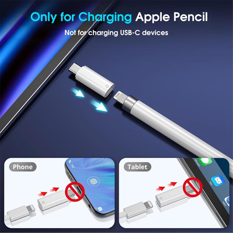 Zorbes ® USB C to Pencil Adapter for Apple Pencil 1st Gen, USB-C Male to Pencil Charging Adapter for iPad 10th Generation Bluetooth Pairing Type C iPencil Charger Connector for iPad 10 & Pencil 1st Gen - Image 5
