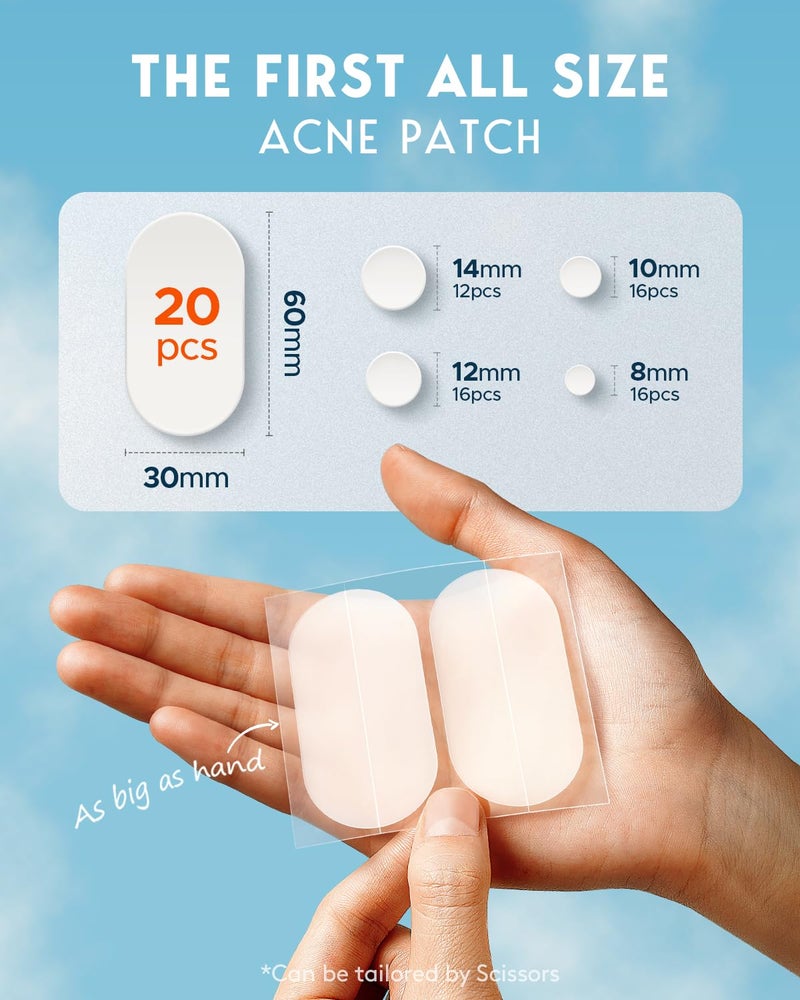 LitBear Large Acne Pimple Patches, 5 Sizes 80 Patches for Large Breakouts, Acne Patches for Face, Chin or Body, Acne Spot Patch with Tea Tree & Calendula Oil, Hydrocolloid Bandages for Acne Skin - Image 2