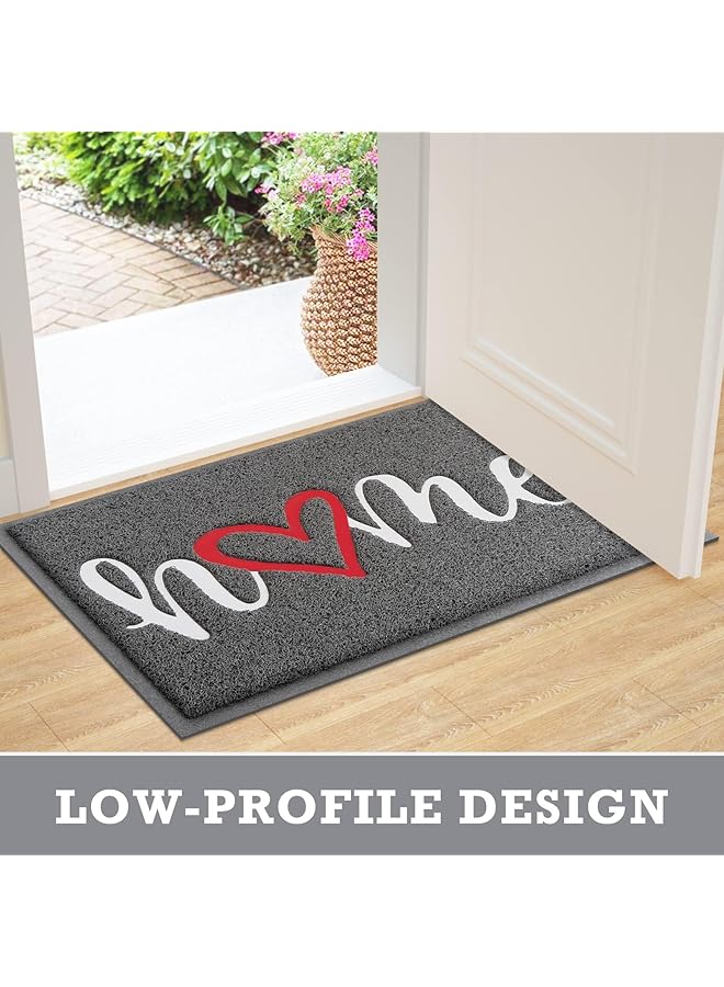 إيروريكس سجادات باب المنزل للترحيب بالخارج والداخل، متينة ومنخفضة الارتفاع، بساط أمامي غير قابل للانزلاق لمدخل المنزل، سهل التنظيف، ديكور شرفة المنزل، أرضية الفناء الخارجي 30 بوصة × 17.5 بوصة، رمادي المنزل - Image 5