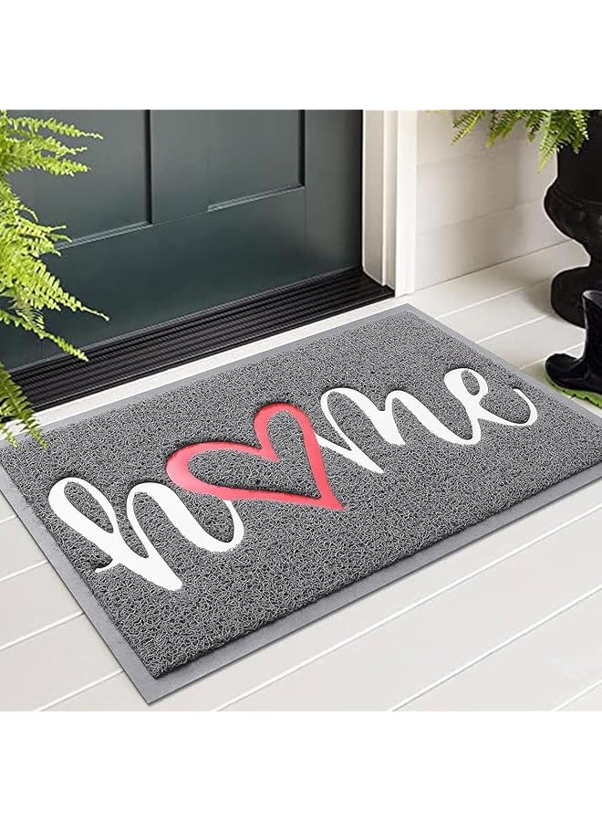 إيروريكس سجادات باب المنزل للترحيب بالخارج والداخل، متينة ومنخفضة الارتفاع، بساط أمامي غير قابل للانزلاق لمدخل المنزل، سهل التنظيف، ديكور شرفة المنزل، أرضية الفناء الخارجي 30 بوصة × 17.5 بوصة، رمادي المنزل - Image 1