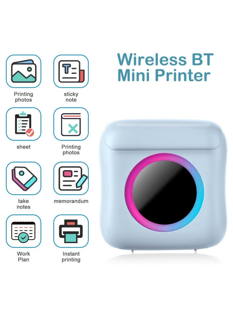 Captaintech SYOSI Portable Mini Printer, Mini Thermal Printer Bluetooth Photo Printer Inkless Pocket Printer with 7 Rolls of Paper for Picture/Label/Memo/Receipt (Blue) - Image 1