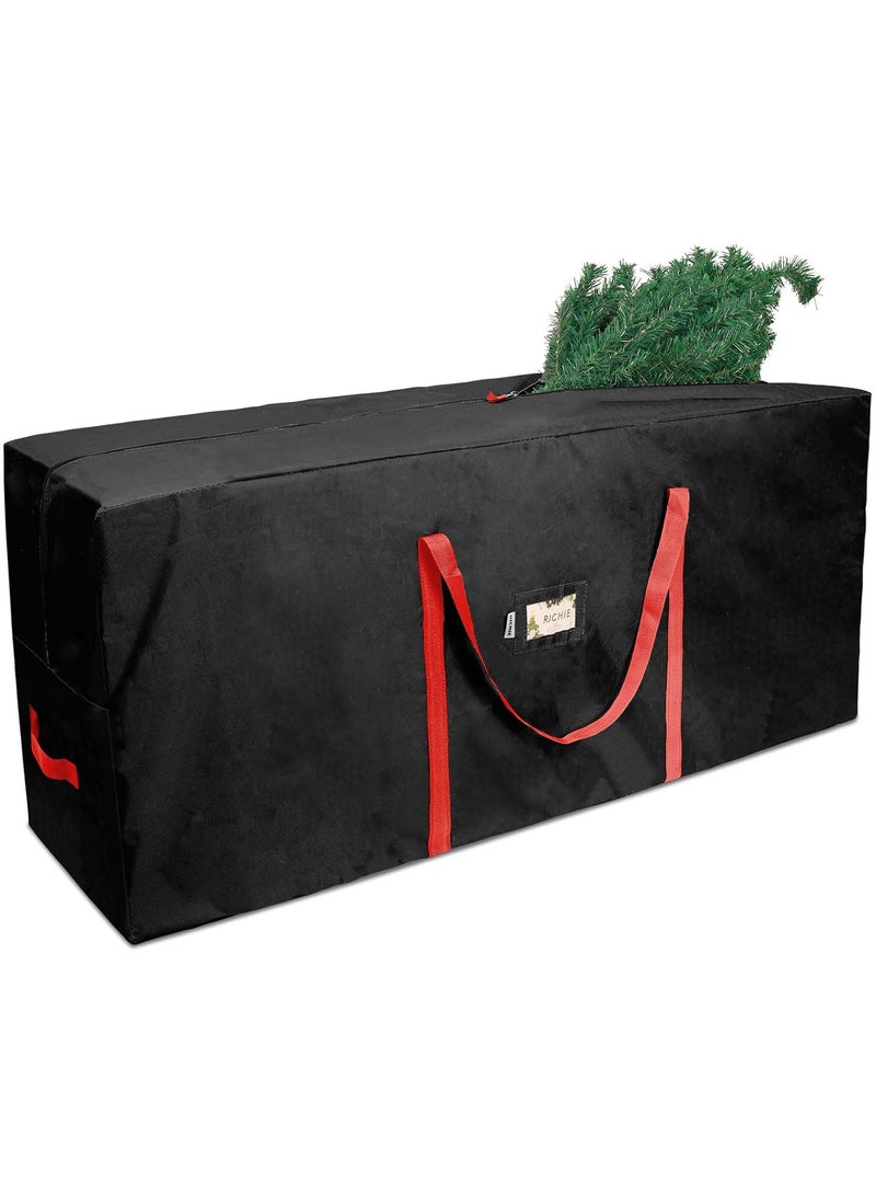 AUTOYSUR حقيبة شجرة الكريسماس لتخزين شجرة الكريسماس (قماش) - حقيبة شجرة الكريسماس تناسب شجرة الكريسماس الصناعية المفككة بطول 8 أقدام - حقيبة شجرة الكريسماس الثقيلة، مقابض معززة - حقيبة تخزين شجرة الكريسماس مقاومة للماء، باللون الأسود - Image 1