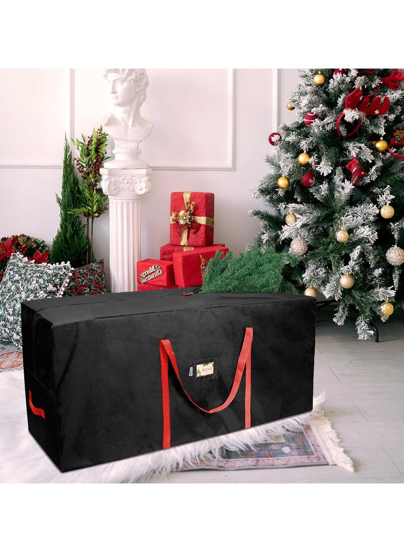 AUTOYSUR حقيبة شجرة الكريسماس لتخزين شجرة الكريسماس (قماش) - حقيبة شجرة الكريسماس تناسب شجرة الكريسماس الصناعية المفككة بطول 8 أقدام - حقيبة شجرة الكريسماس الثقيلة، مقابض معززة - حقيبة تخزين شجرة الكريسماس مقاومة للماء، باللون الأسود - Image 2