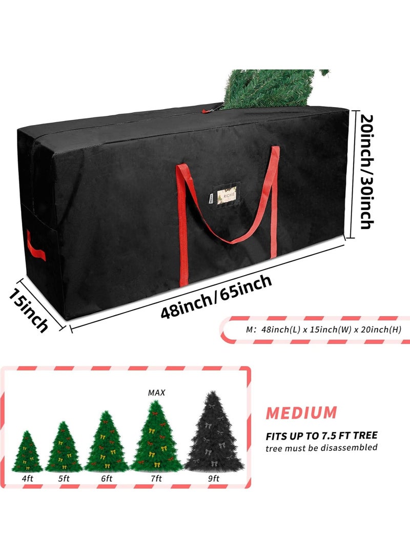 AUTOYSUR حقيبة شجرة الكريسماس لتخزين شجرة الكريسماس (قماش) - حقيبة شجرة الكريسماس تناسب شجرة الكريسماس الصناعية المفككة بطول 8 أقدام - حقيبة شجرة الكريسماس الثقيلة، مقابض معززة - حقيبة تخزين شجرة الكريسماس مقاومة للماء، باللون الأسود - Image 3