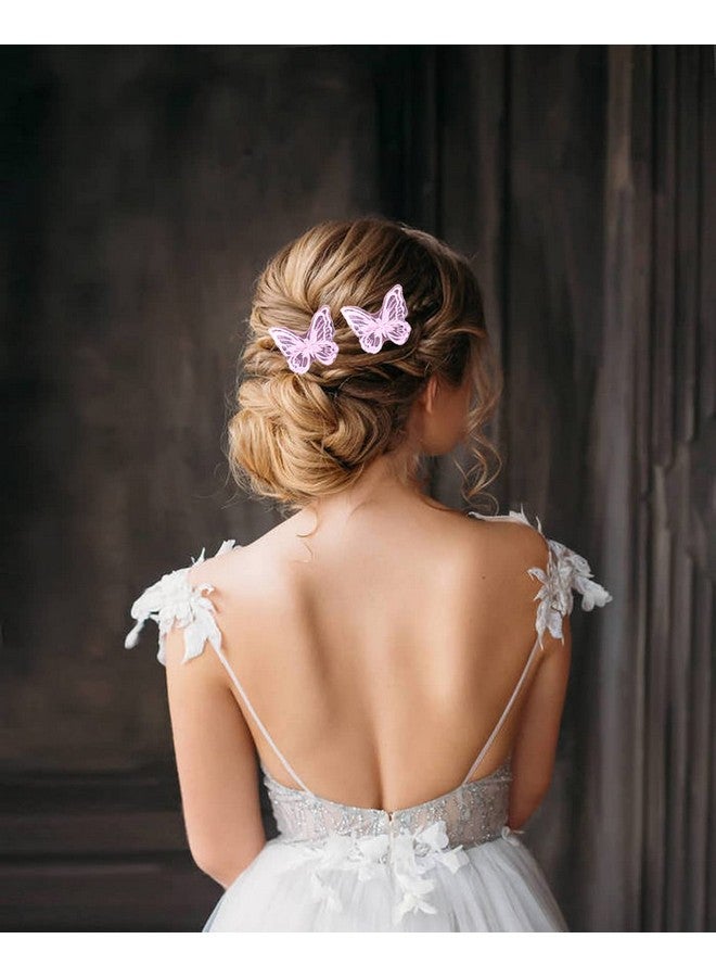 بنتا إنجل مشابك شعر على شكل فراشة من Penta Angel مكونة من 6 قطع من الدانتيل المطرز على شكل زهرة على شكل فراشة ودبابيس شعر لحفلات الزفاف للنساء وديكور حفلات الهالوين وعيد الميلاد (بنفسجي فاتح) - Image 5