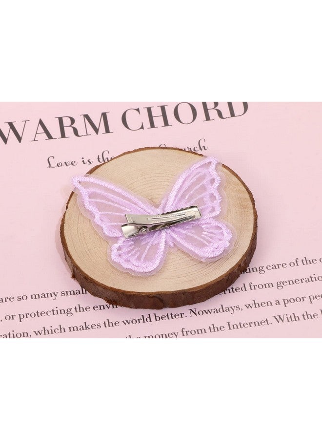 بنتا إنجل مشابك شعر على شكل فراشة من Penta Angel مكونة من 6 قطع من الدانتيل المطرز على شكل زهرة على شكل فراشة ودبابيس شعر لحفلات الزفاف للنساء وديكور حفلات الهالوين وعيد الميلاد (بنفسجي فاتح) - Image 3