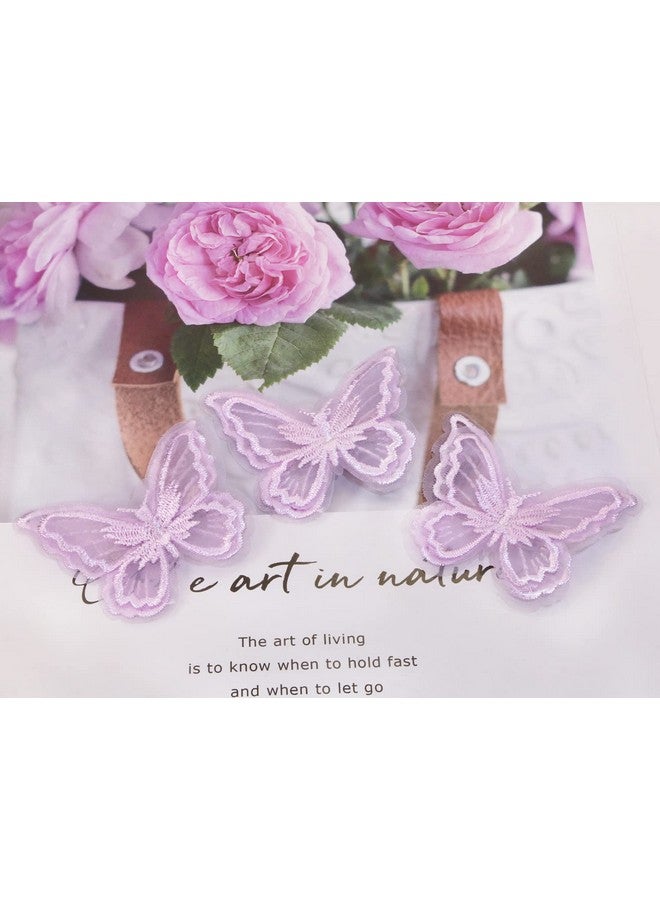 بنتا إنجل مشابك شعر على شكل فراشة من Penta Angel مكونة من 6 قطع من الدانتيل المطرز على شكل زهرة على شكل فراشة ودبابيس شعر لحفلات الزفاف للنساء وديكور حفلات الهالوين وعيد الميلاد (بنفسجي فاتح) - Image 4