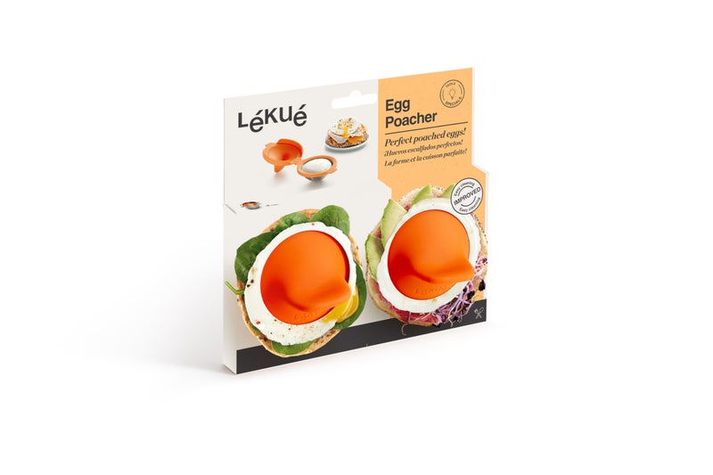 Lekue Poached Egg Maker/Poached Egg Cooker Set of 2, Orange - Image 1