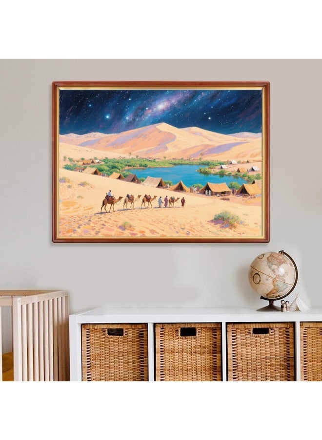 1000 قطعة من السماء المرصعة بالنجوم واحة الصحراء المناظر الطبيعية اللغز ، لغز لعبة عادية ، ومناسبة للأطفال البالغين - Image 3