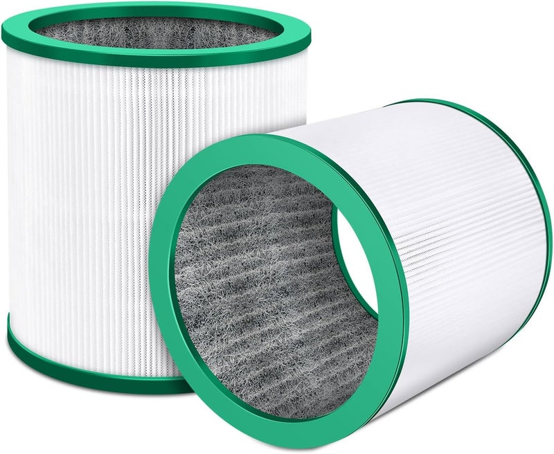PINREK 360° Glass HEPA Filter for Dyson Pure Cool Link TP01/TP02/TP03/AM11/BP01 | 3-in-1 High-Efficiency Activated Carbon Replacement Filter. Removes Dust Smoke Odors. Replace 968126-03. Green-2 Pack - Image 1