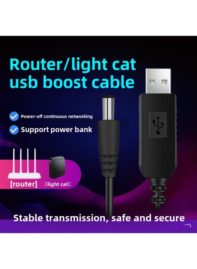 Spot USB Boost Line 5V To 9v 12v Applicable Router Optical Cat Set-top Box Charging Treasure Power Cord-Color:Black 5V  - Image 1