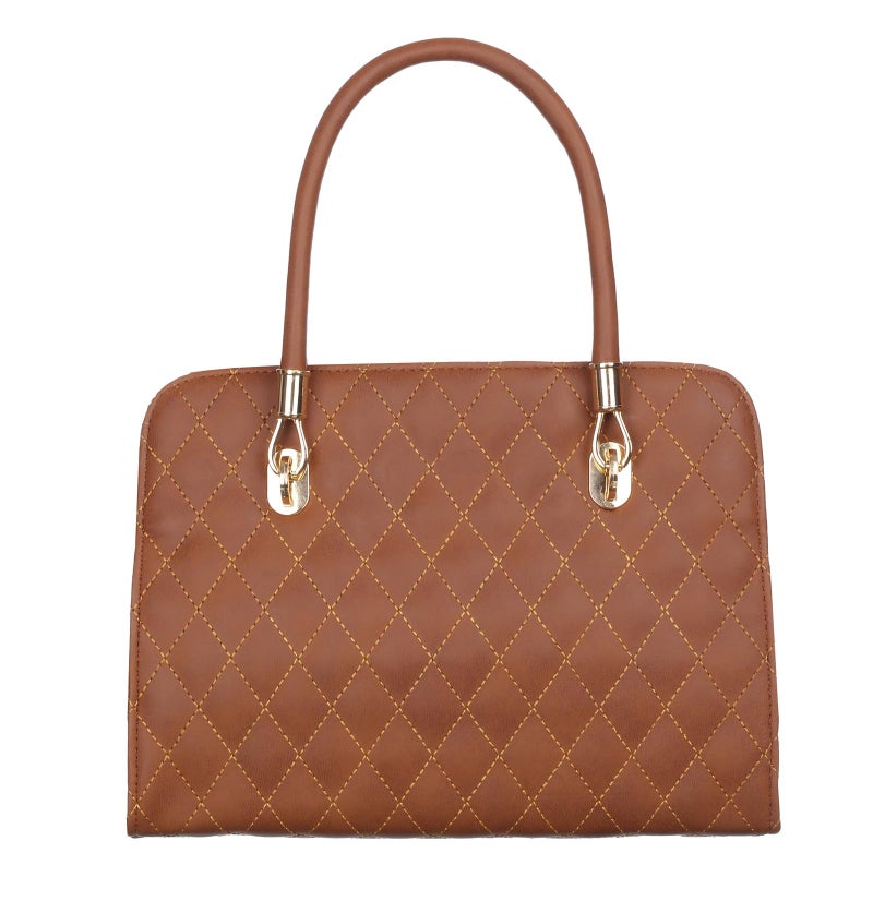 Keywest Women's Diamond Satchel Tote Handbag for Women | Ladies purse | Stylish Shoulder Bag | Gift For Woman | Tan - Image 4