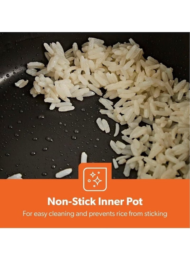 بريمو بلس جهاز طهي الارز، سعة 1 لتر، 400واط، مع وعاء غير لاصق قابل للإزالة، وصينية تبخير، وغطاء زجاجي، وتصميم بارد الملمس، ووظيفة التسخين التلقائي، ومؤشر مستوى الماء - Image 2