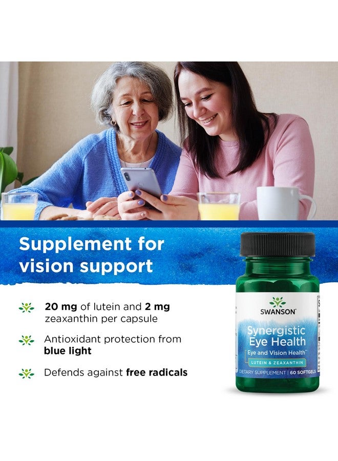 Swanson Synergistic Eye Health - Lutein and Zeaxanthin Supplement - 60 Softgels - Lutemax Lutein 20 mg and OmniXan Zeaxanthin 2 mg for Vision Support - Image 2