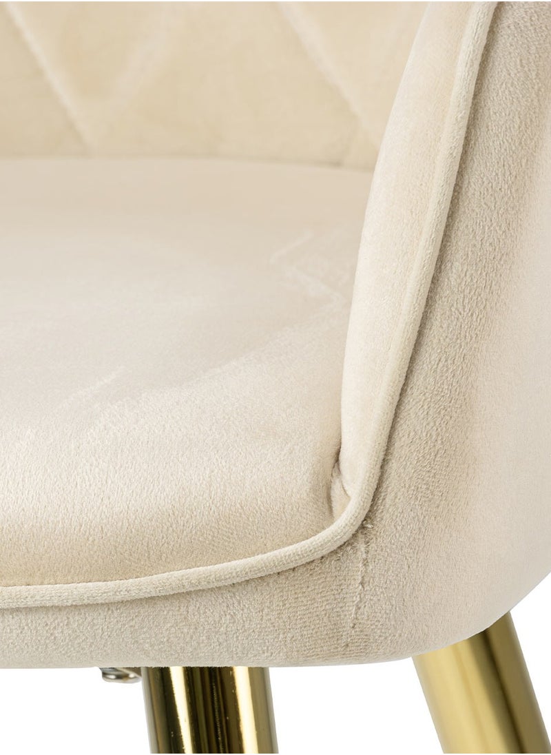 VANITY LIVING - Vanity Living Furniture Large Dining Table Set, Modern Davos Gold Frame and Glass Top Dinner Breakfast Table + 6 Leon Cream Velvet Dining Chairs for Kitchen and Dining Room - Image 1