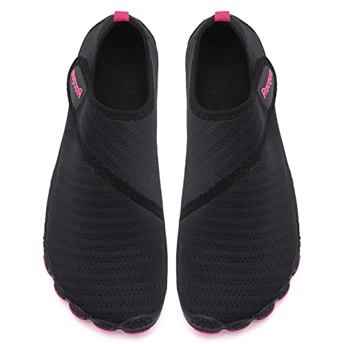 Racqua Mens Womens Water Shoes Quick Dry Barefoot Lightweight Shoes Beach Swim Sport Shoes Hiking Pool Surfing Diving Aqua Shoes Black/Rose 9.5 Women/8.5 Men - Image 3
