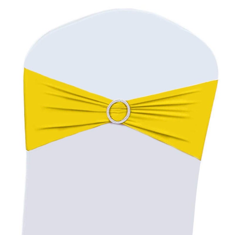 100PCS Wedding Chair Decorations Stretch Chair Bows and Sashes for Party Ceremony Reception Banquet Spandex Chair Covers slipcovers 100 Yellow