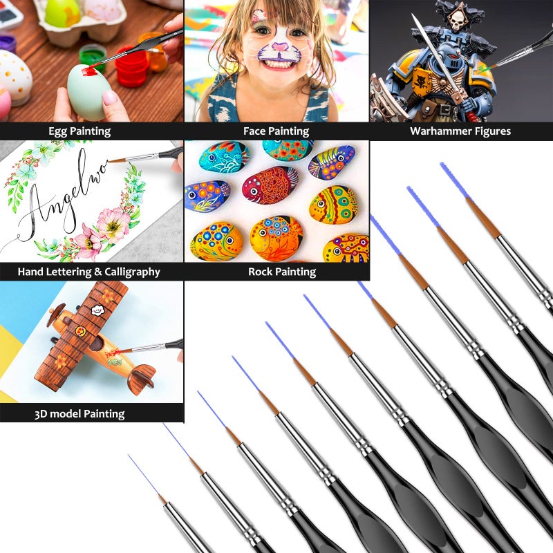 cocoaland 10Pcs Micro Paint Brushes Set with Triangular Handles - For Acrylic, Watercolor, Crafts, Models - Image 4