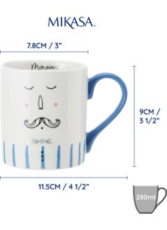 Fine China 280ML Straight Sided Mug Monsieur