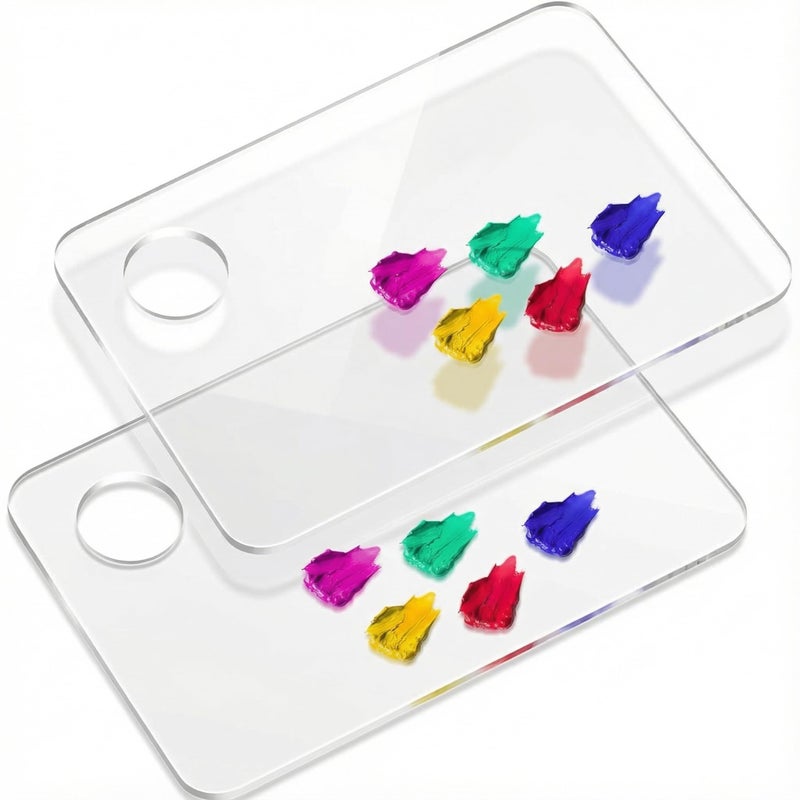 DUGATO Acrylic Rectangle-Shaped Palette 2pcs 11.8 x 7.9 inches Transparent - Crystal Clear Blend Paint Non-Stick Acrylic Watercolor Oil Paint Mixing Tray - Comfortable to Hold & Easy to Clean for DIY Artist - Image 1