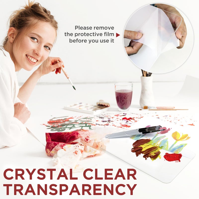 DUGATO Acrylic Rectangle-Shaped Palette 2pcs 11.8 x 7.9 inches Transparent - Crystal Clear Blend Paint Non-Stick Acrylic Watercolor Oil Paint Mixing Tray - Comfortable to Hold & Easy to Clean for DIY Artist - Image 3