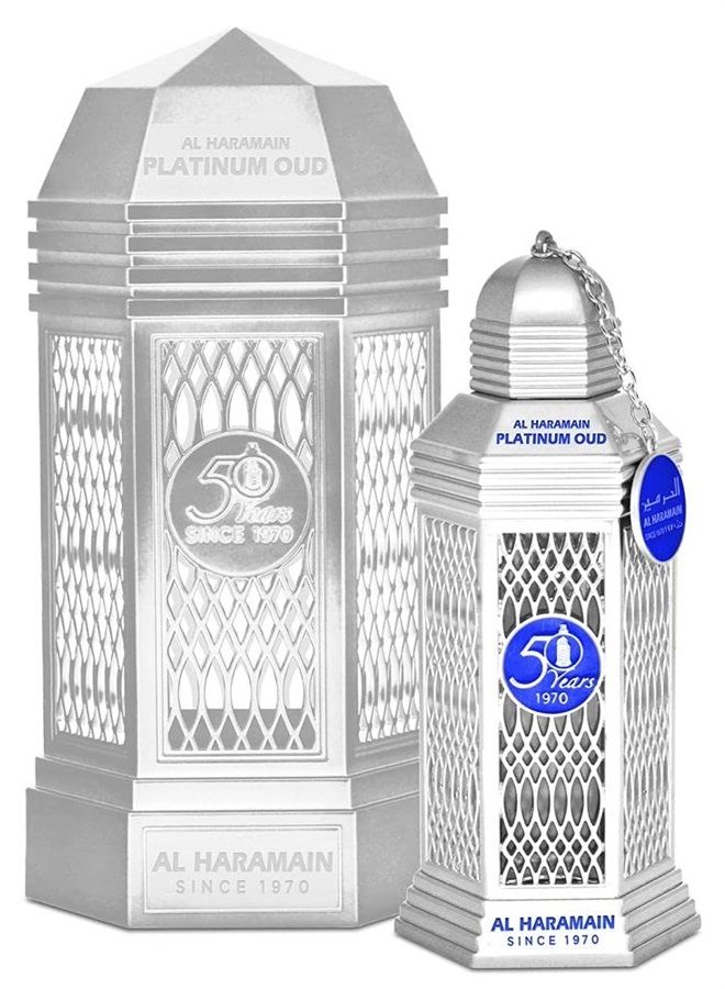 Al Haramain 50 Years Platinum Oud for Unisex Eau de Parfum Spray, 3.4 Ounce Limited Edition - Image 1