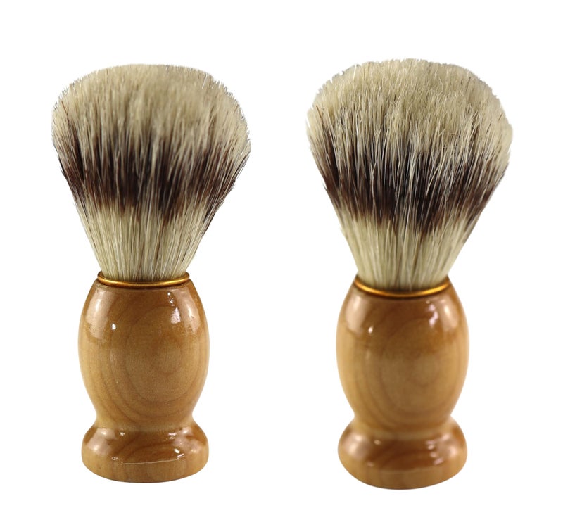 Iconikal 2Pack Wood Handled Badger Hair Shaving Brush For Use With AeorsolFree Shaving Cream