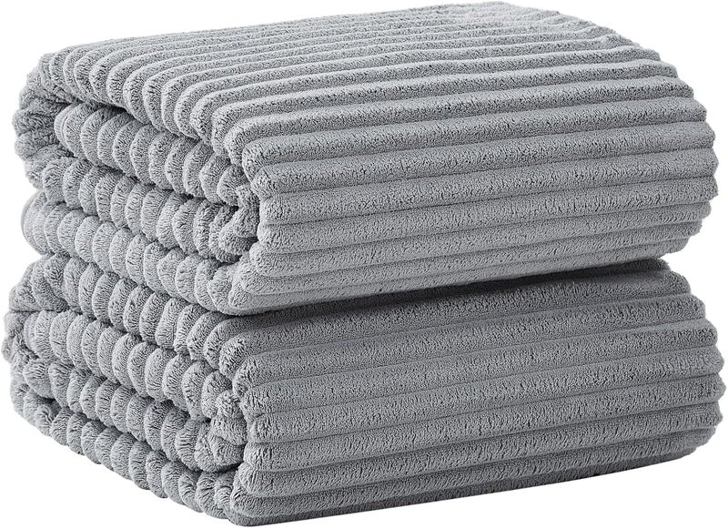 Tazweeq Bath Towels for Adults, 2Pcs Super Soft Quick Dry Highly Absobent Microfiber Shower Towels for Bathroom, Pool, Gym, Yoga Towel (Grey) - Image 1