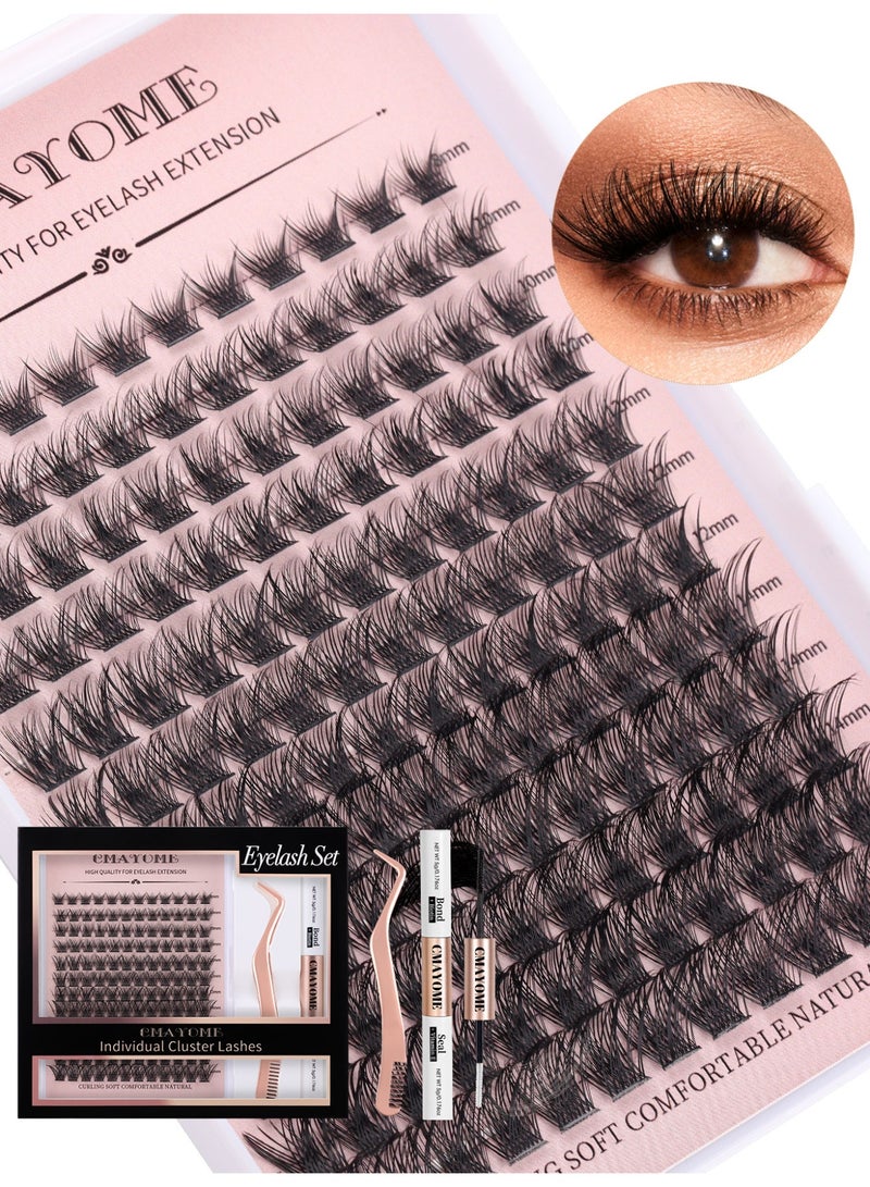 كمايو مجموعة رموش صناعية فردية (كلاستر)، مجموعة ملحقات رموش مكونة من 144 قطعة، مزيج من 8-16 ملم، مع لاصق ومانع تسرب، وملقط، سهلة التطبيق في المنزل. - Image 3