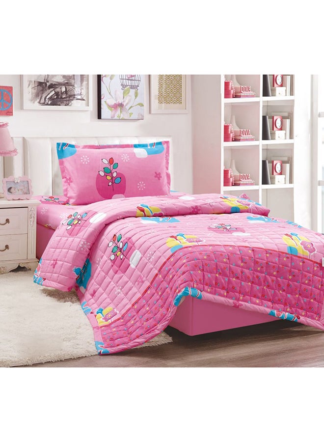 3-Piece Compressed Comforter Set microfiber Pink