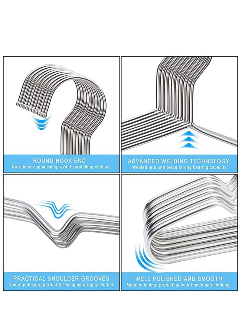 SYOSI Coat Hangers Clothes 10 Pack Wire Hangers Heavy Duty Stainless Steel Hangers with Non Slip Grooves, Shirt, Clothes Ultra Thin Metal Hangers Space Saving Clothing Hanger 16.5 Inch - Image 5