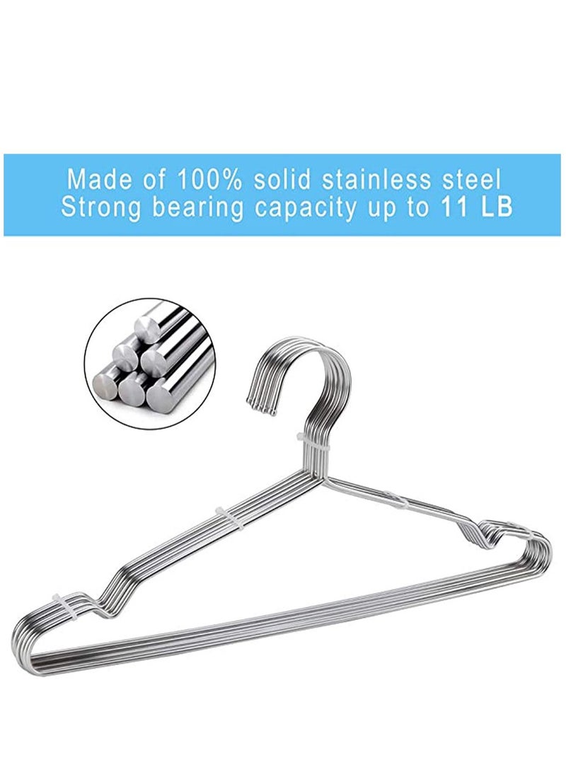 SYOSI Coat Hangers Clothes 10 Pack Wire Hangers Heavy Duty Stainless Steel Hangers with Non Slip Grooves, Shirt, Clothes Ultra Thin Metal Hangers Space Saving Clothing Hanger 16.5 Inch - Image 2