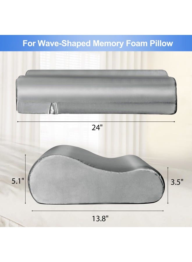Zelimun Satin Pillowcase for Contour Memory Foam Pillows, 24" x 14" x 5.1"/3.5" Cervical Pillow Case, Soft Pillow Cover for Sleeping Pillows (Champagne) - Image 2