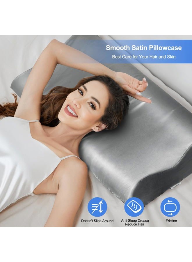 Zelimun Satin Pillowcase for Contour Memory Foam Pillows, 24" x 14" x 5.1"/3.5" Cervical Pillow Case, Soft Pillow Cover for Sleeping Pillows (Champagne) - Image 3