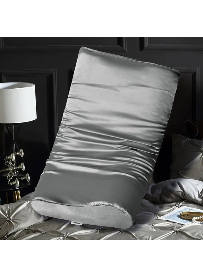 Zelimun Satin Pillowcase for Contour Memory Foam Pillows, 24" x 14" x 5.1"/3.5" Cervical Pillow Case, Soft Pillow Cover for Sleeping Pillows (Champagne) - Image 1