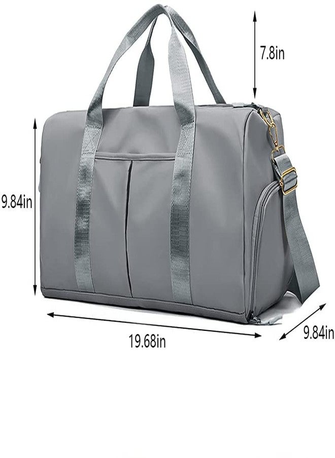 Pushkh Nylon Sports Gym Foldable Travel Duffle Bag, Sports Duffle Bag, Shoulder Handbag for Women, Outdoor Weekend Bag with Shoe and Wet Clothes Compartments (Grey) - Image 5