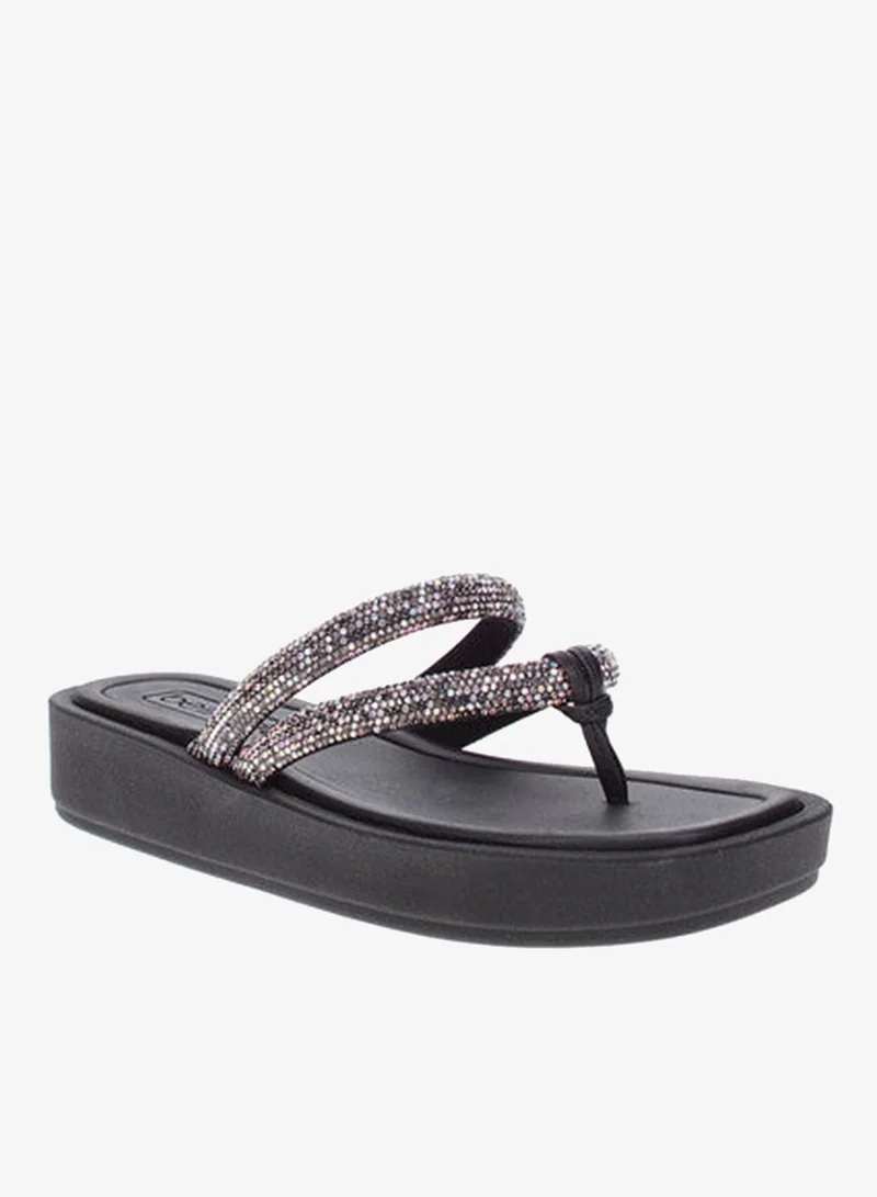 Beira Rio Ladies Flat Sandals Black | Made In Brazil