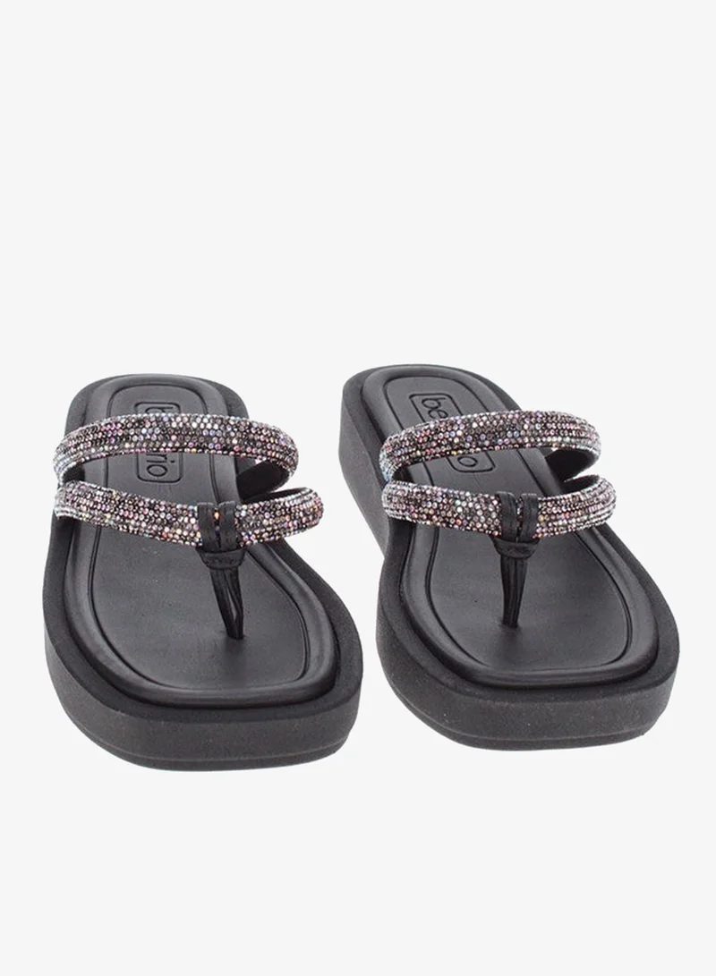Beira Rio  Beira Rio Ladies Flat Sandals Black | Made In Brazil for Women | Best Price UAE