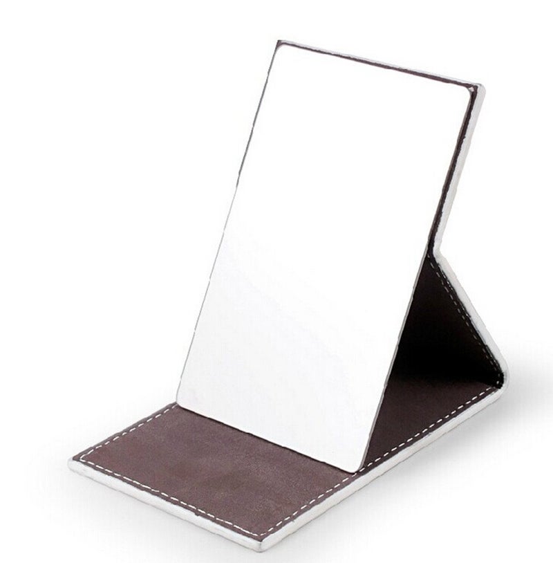 yueton Shatterproof Stainless Steel Ultrathin Folding Travel Mirror Makeup Mirror with PU Leather Case Cover for Personal Use, Camping, Travelling, Emergency Signaling - Image 2