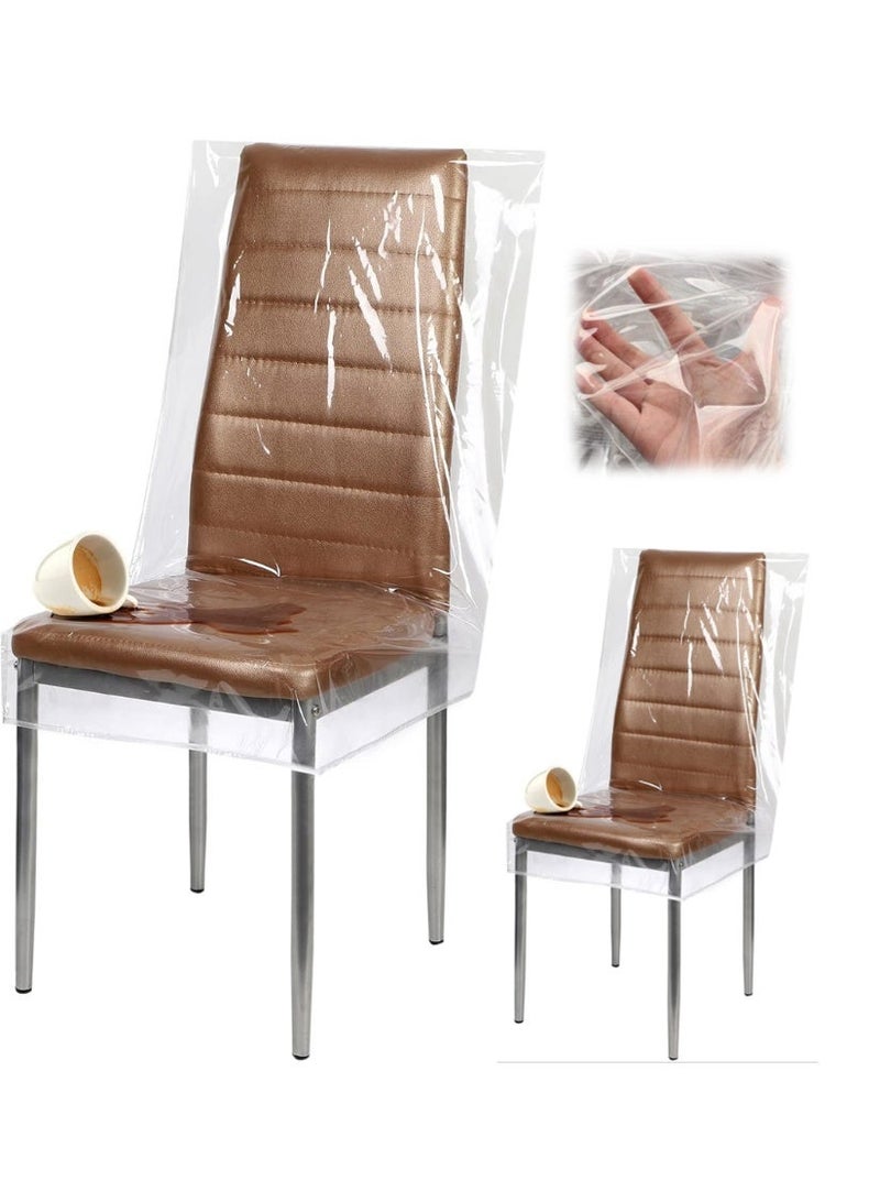 غطاء كرسي بلاستيكي شفاف – مقاوم للماء والخدوش، غطاء مقعد من PVC سميك، يوفر حماية شاملة للكراسي في غرفة الطعام، المطبخ، وغرفة المعيشة، مقاوم للغبار والبقع وخدوش الحيوانات الأليفة، سهل التنظيف، مناسب للاستخدام في المنزل والمكتب (مجموعة من 2) - Image 1