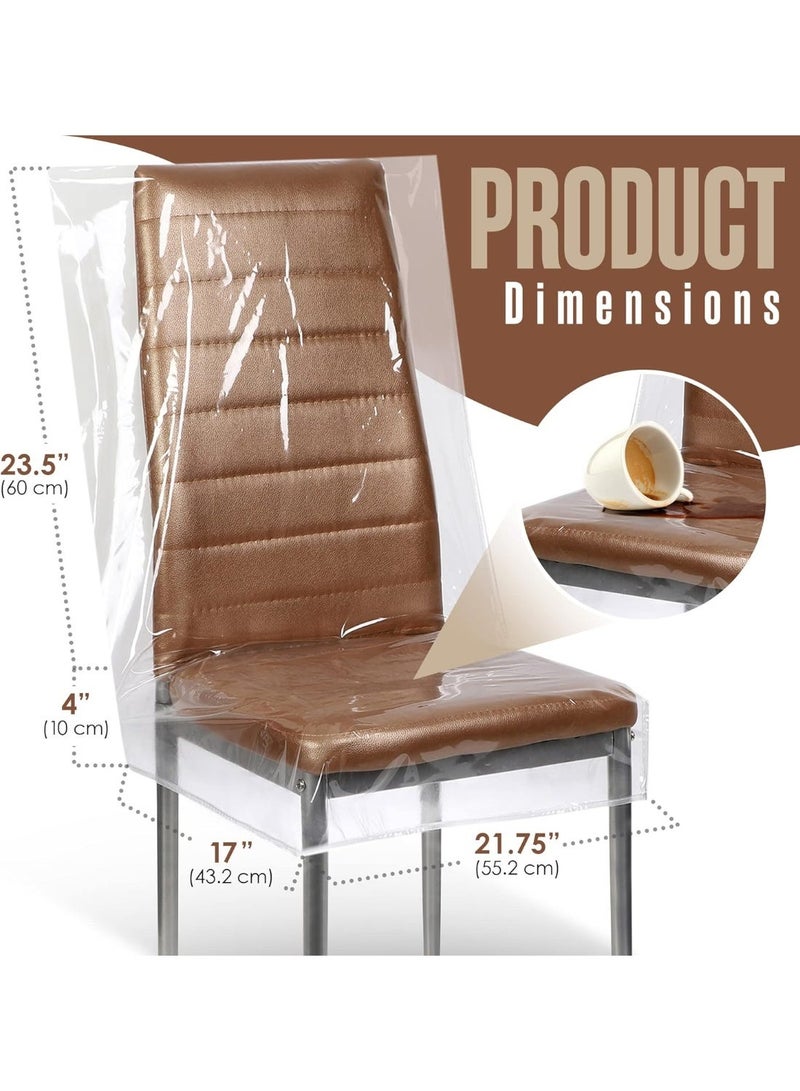 غطاء كرسي بلاستيكي شفاف – مقاوم للماء والخدوش، غطاء مقعد من PVC سميك، يوفر حماية شاملة للكراسي في غرفة الطعام، المطبخ، وغرفة المعيشة، مقاوم للغبار والبقع وخدوش الحيوانات الأليفة، سهل التنظيف، مناسب للاستخدام في المنزل والمكتب (مجموعة من 2) - Image 3