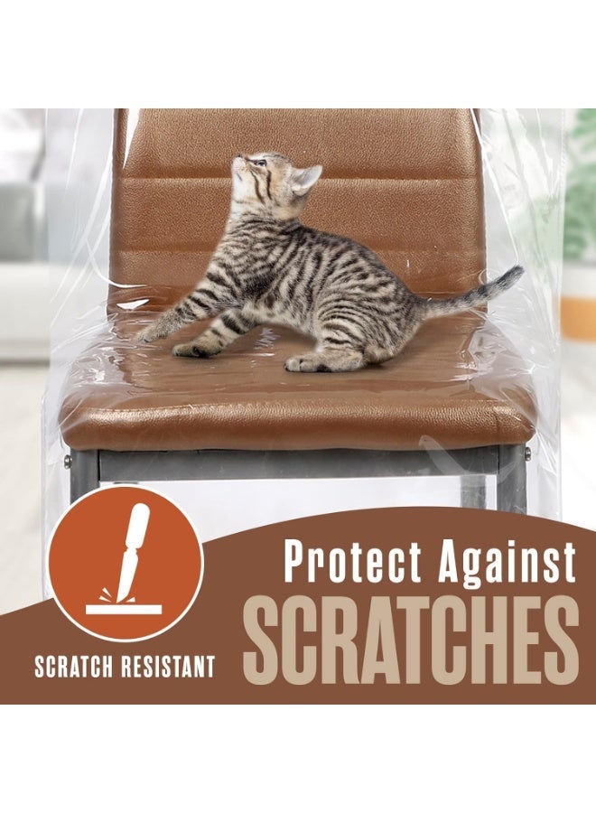 غطاء كرسي بلاستيكي شفاف – مقاوم للماء والخدوش، غطاء مقعد من PVC سميك، يوفر حماية شاملة للكراسي في غرفة الطعام، المطبخ، وغرفة المعيشة، مقاوم للغبار والبقع وخدوش الحيوانات الأليفة، سهل التنظيف، مناسب للاستخدام في المنزل والمكتب (مجموعة من 2) - Image 5