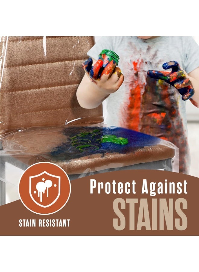 غطاء كرسي بلاستيكي شفاف – مقاوم للماء والخدوش، غطاء مقعد من PVC سميك، يوفر حماية شاملة للكراسي في غرفة الطعام، المطبخ، وغرفة المعيشة، مقاوم للغبار والبقع وخدوش الحيوانات الأليفة، سهل التنظيف، مناسب للاستخدام في المنزل والمكتب (مجموعة من 2) - Image 2