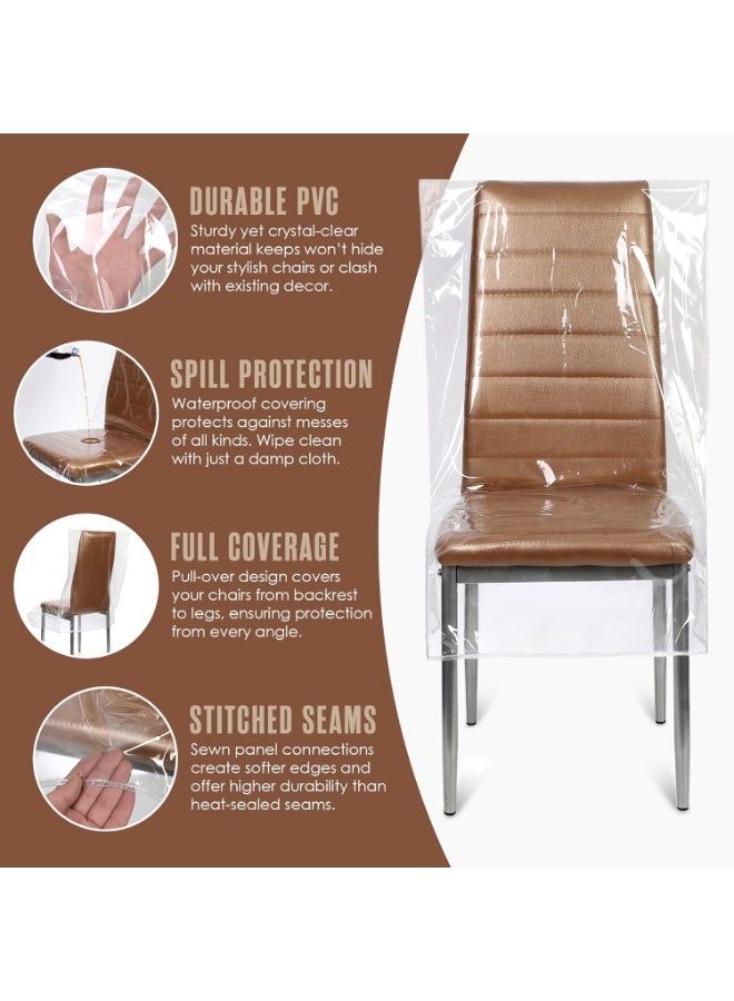 غطاء كرسي بلاستيكي شفاف – مقاوم للماء والخدوش، غطاء مقعد من PVC سميك، يوفر حماية شاملة للكراسي في غرفة الطعام، المطبخ، وغرفة المعيشة، مقاوم للغبار والبقع وخدوش الحيوانات الأليفة، سهل التنظيف، مناسب للاستخدام في المنزل والمكتب (مجموعة من 2) - Image 4