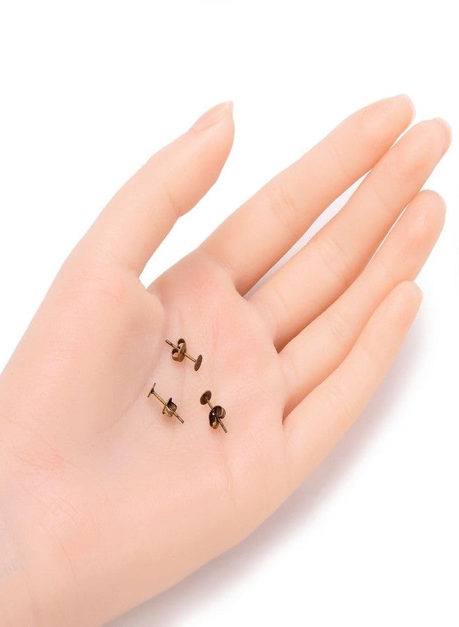 Adabele 100pcs Hypoallergenic Earring Posts Antique Bronze Plated 4mm Small Flat Board Glue On Setting 100pcs Earnut Backs for DIY Earrings Jewelry Makings CF209-4 - Image 2