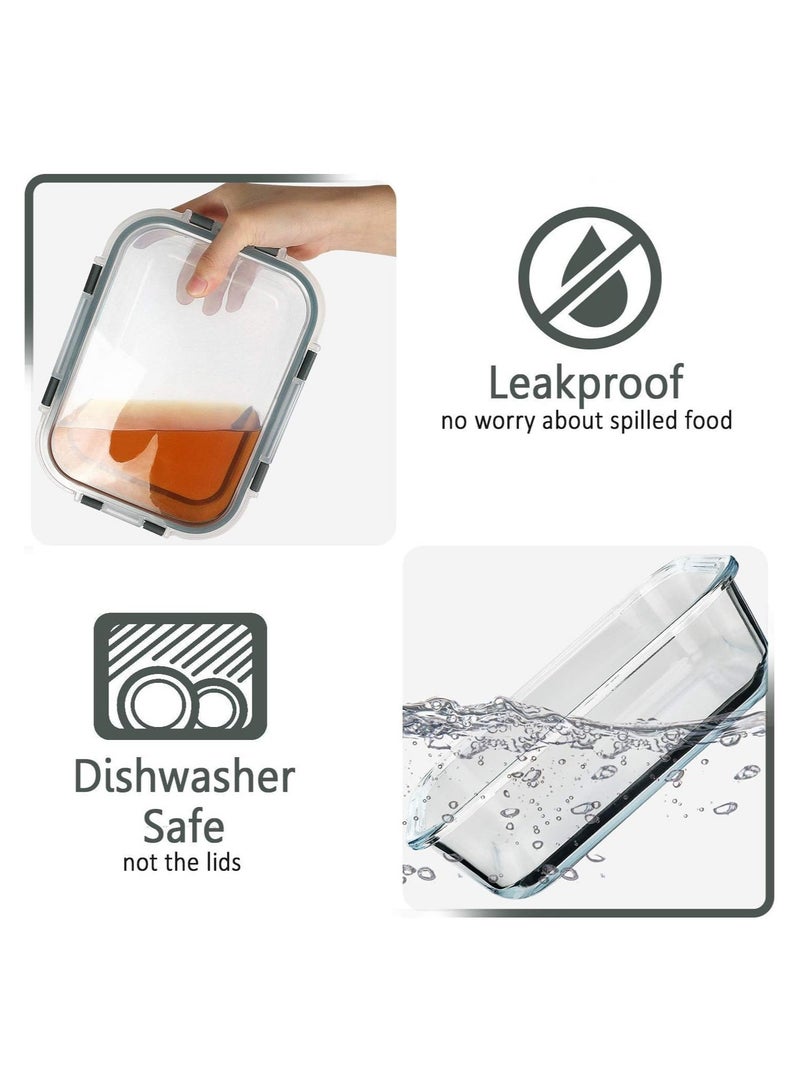 HOPHOP "10-Pack Glass Meal Prep Containers with Lifetime Snap Locking Lids - Airtight Glass Food Storage for Microwave, Oven, Freezer, Dishwasher  - Image 3