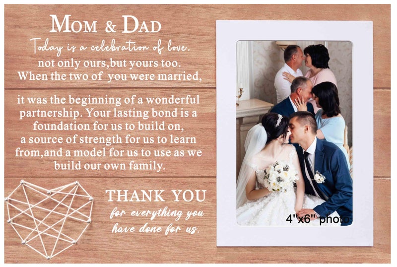 Thank You Gift for Parents of the Bride or Groom on Wedding DayWedding Gifts for Mom Dad of the Bride or GroomPicture Frame GiftPhoto Frame Gift Thank You for Everything You Have Done for Us